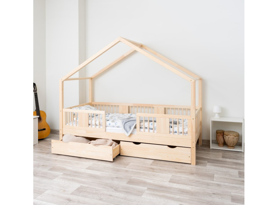 Detská domčeková posteľ z masívu borovice LUNA S 20 - 180x80 cm