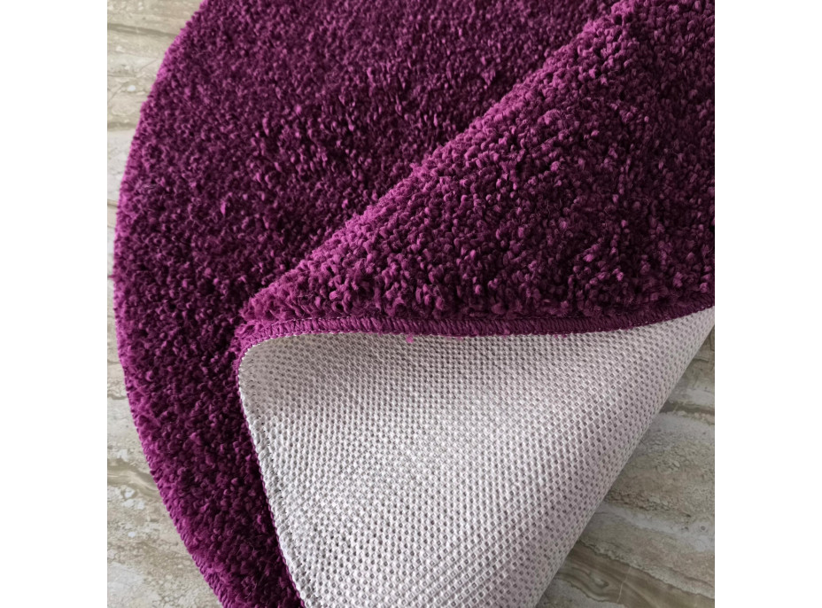 Moderný koberec SHAGGY CAMIL okrúhly - tmavo fialový