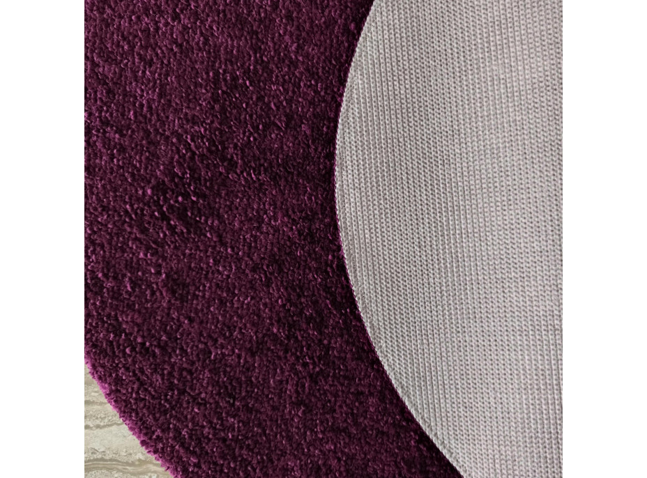 Moderný koberec SHAGGY CAMIL okrúhly - tmavo fialový