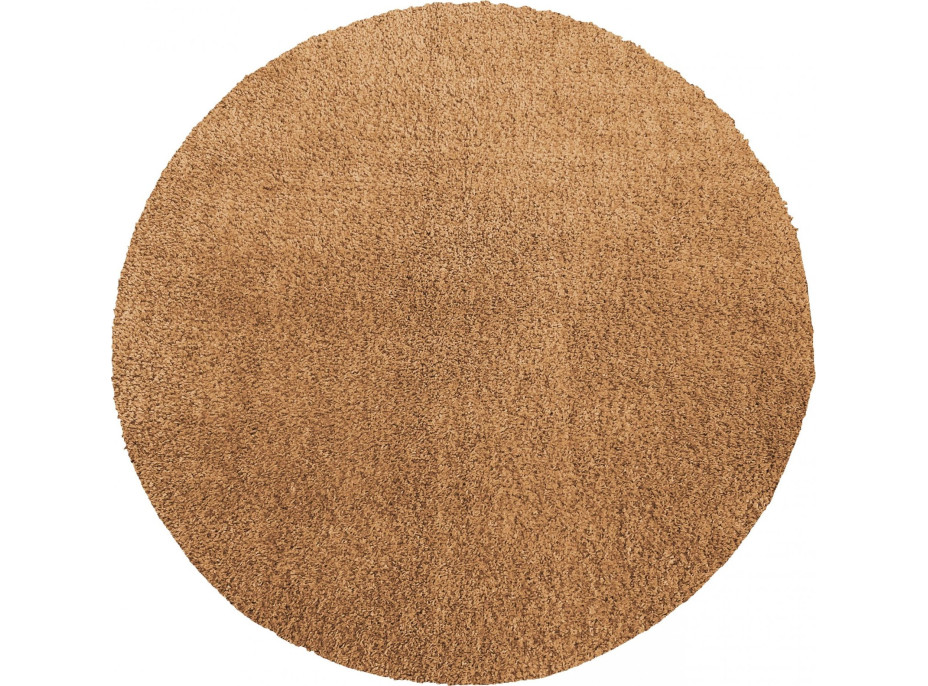 Moderný koberec SHAGGY CAMIL okrúhly - svetlo hnedý
