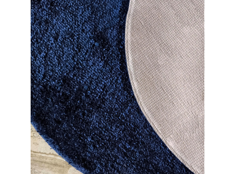 Moderný koberec SHAGGY CAMIL okrúhly - tmavomodrý