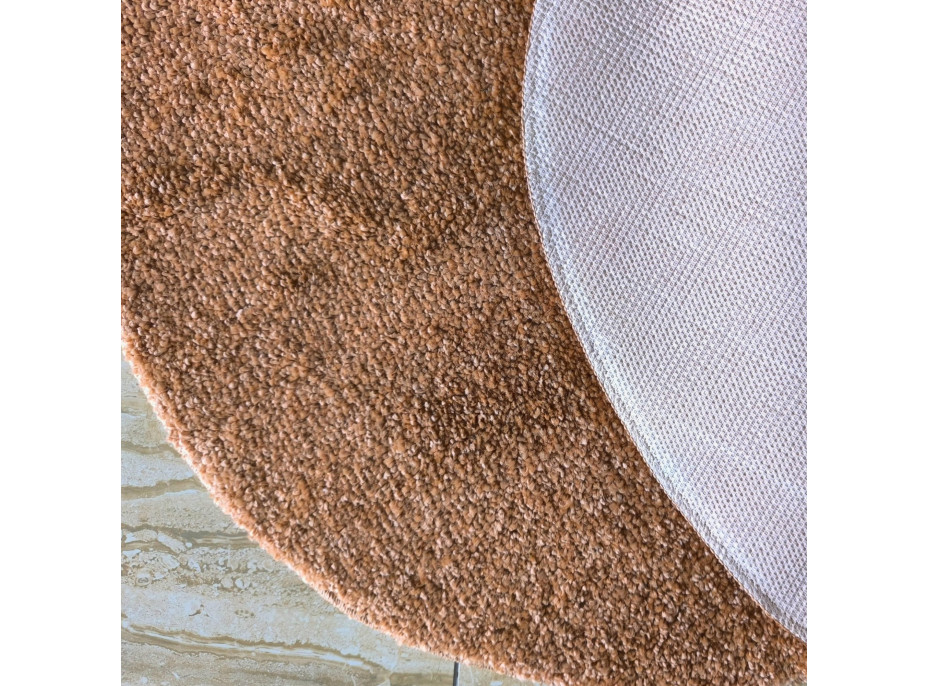 Moderný koberec SHAGGY CAMIL okrúhly - svetlo hnedý