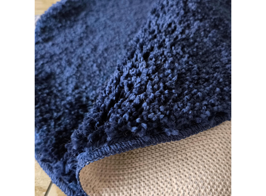 Moderní koberec SHAGGY CAMIL kulatý - tmavě modrý