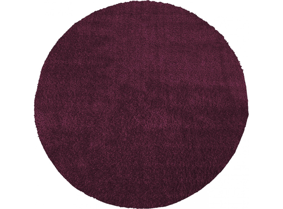 Moderný koberec SHAGGY CAMIL okrúhly - tmavo fialový