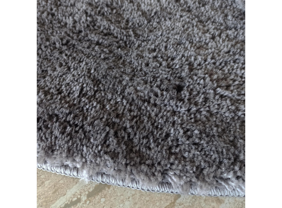 Moderný koberec SHAGGY CAMIL okrúhly - tmavo šedý