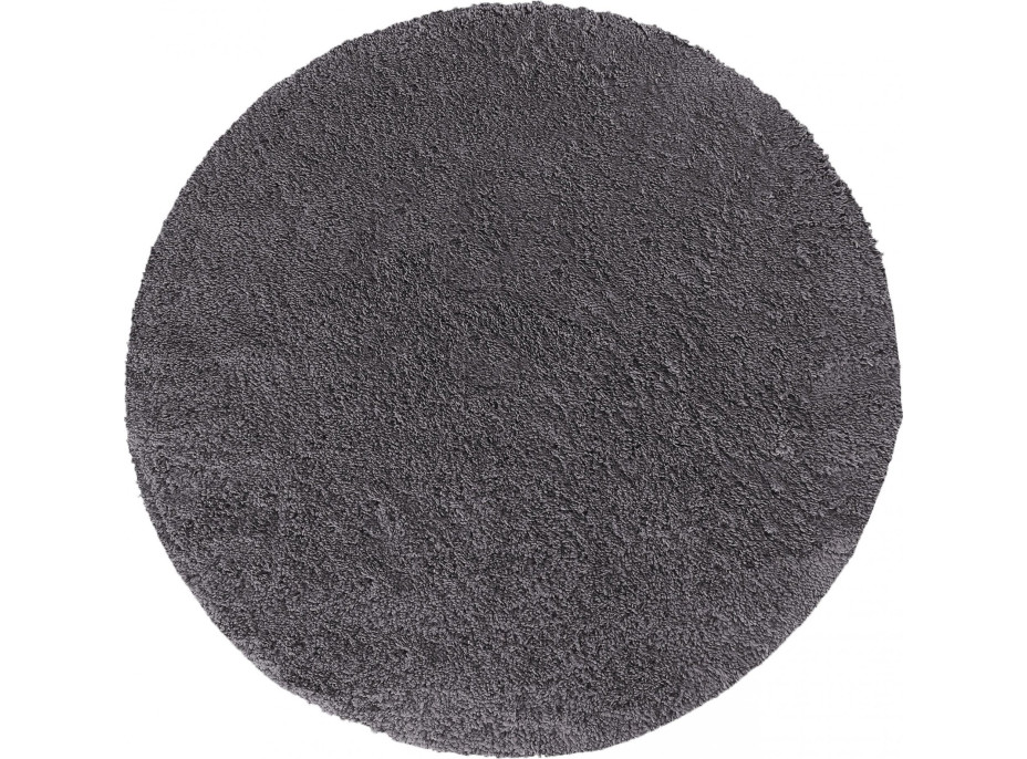 Moderný koberec SHAGGY CAMIL okrúhly - tmavo šedý