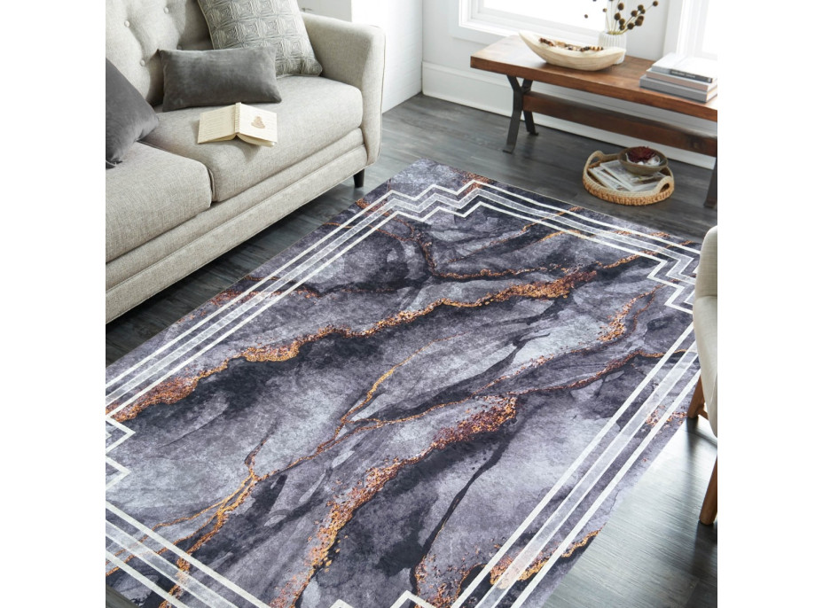 Kusový koberec HONOR Rock - tmavo šedý