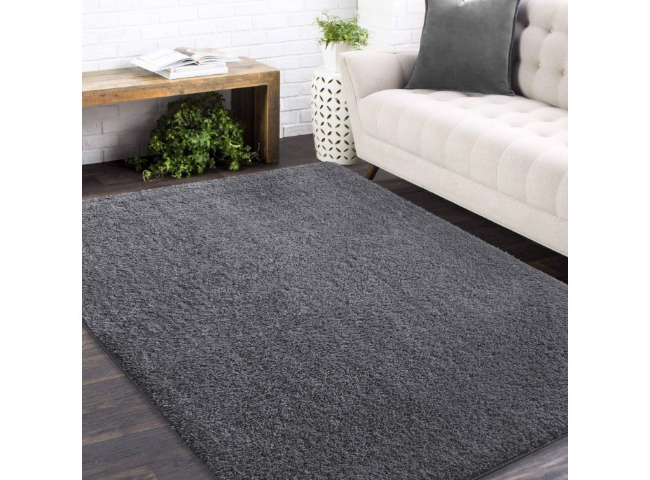 Moderný koberec SHAGGY CAMIL - tmavo šedý