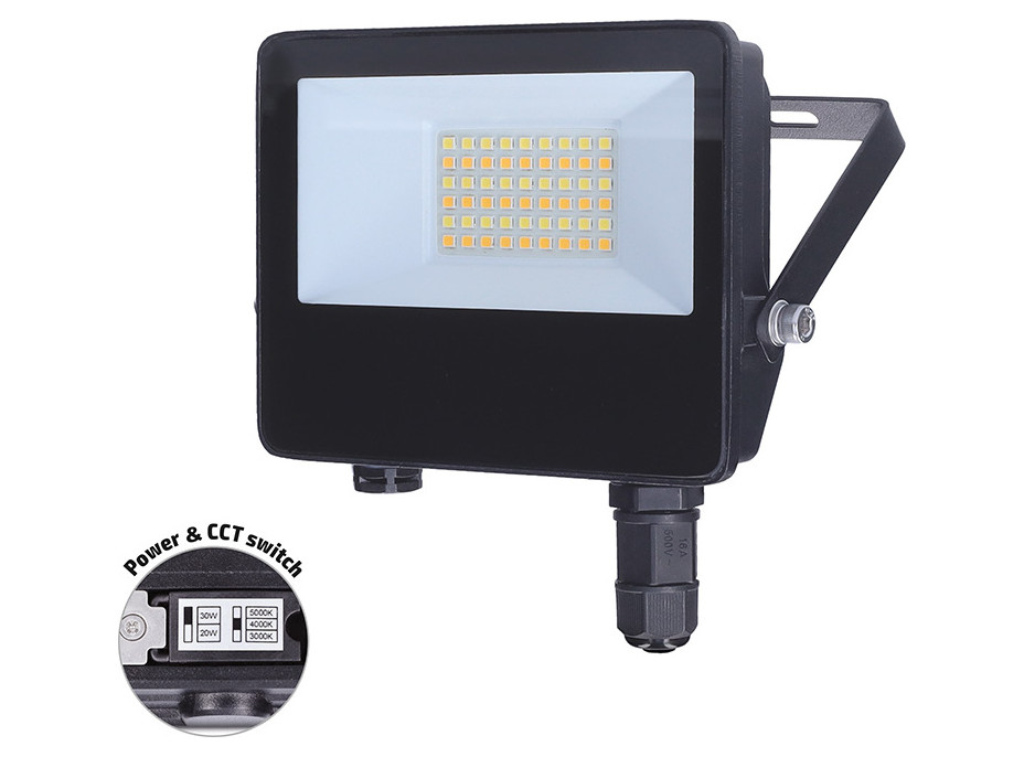 Solight LED reflektor TOP, 20W, max. 2600lm, 3CCT, voliteľný výkon 100/50%, IP65, rýchlokonektor