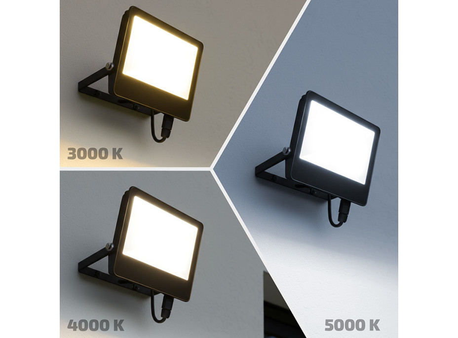 Solight LED reflektor TOP, 50W, max. 6500lm, 3CCT, voliteľný výkon 100/60%, IP65, rýchlokonektor