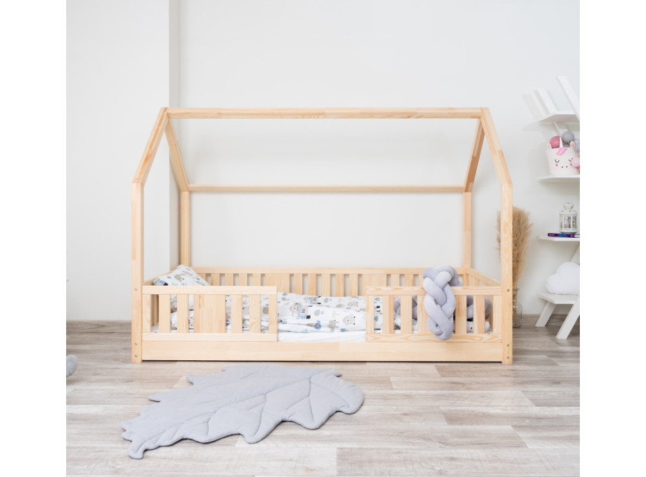 Detská domčeková Montessori posteľ z masívu borovice NIKO L - 160x80 cm