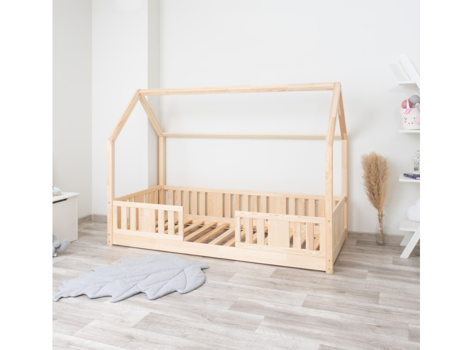 Detská domčeková Montessori posteľ z masívu borovice NIKO L - 180x80 cm