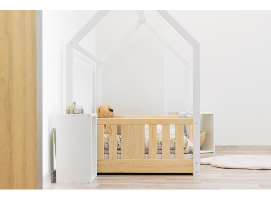 Detská domčeková Montessori posteľ z masívu borovice NIKO L - 200x90 cm