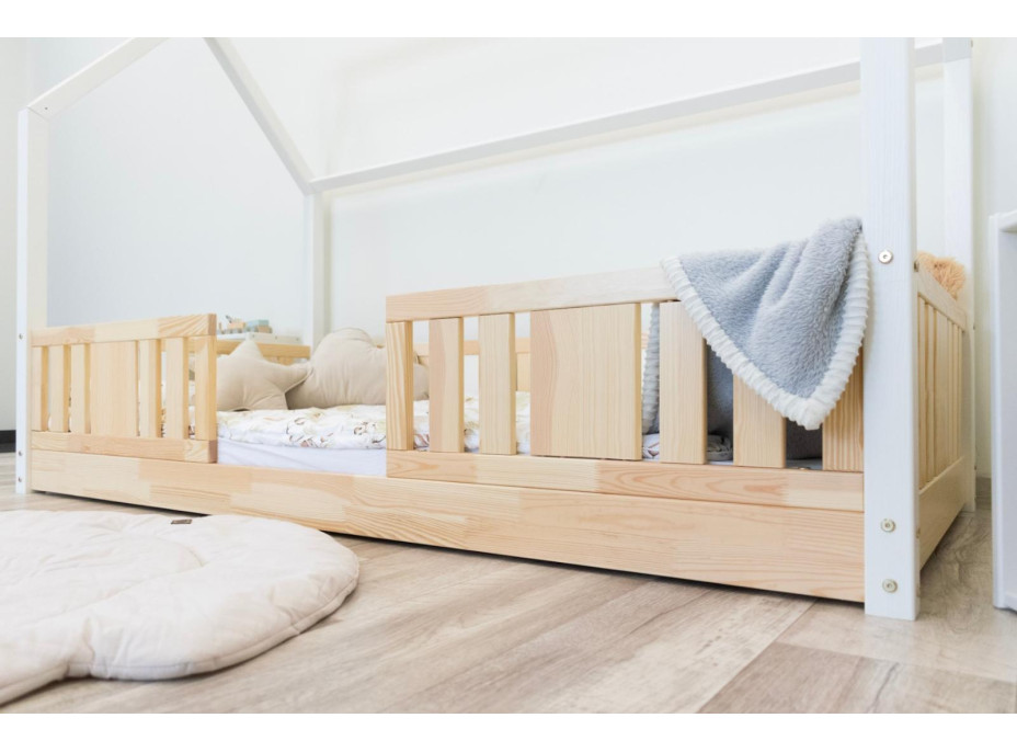 Detská domčeková Montessori posteľ z masívu borovice NIKO L - 180x80 cm