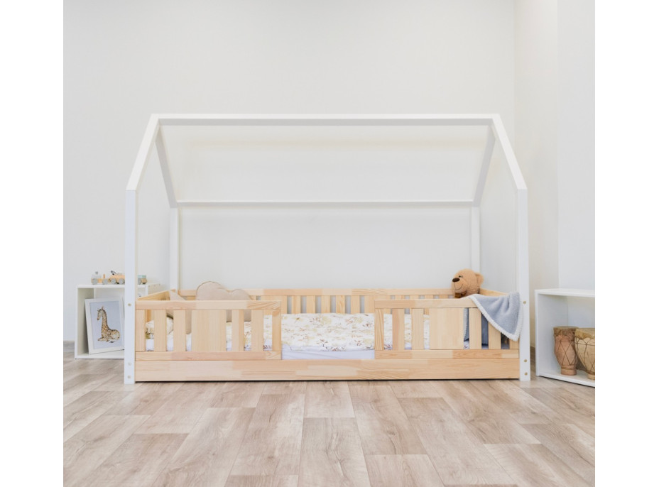 Detská domčeková Montessori posteľ z masívu borovice NIKO L - 190x90 cm