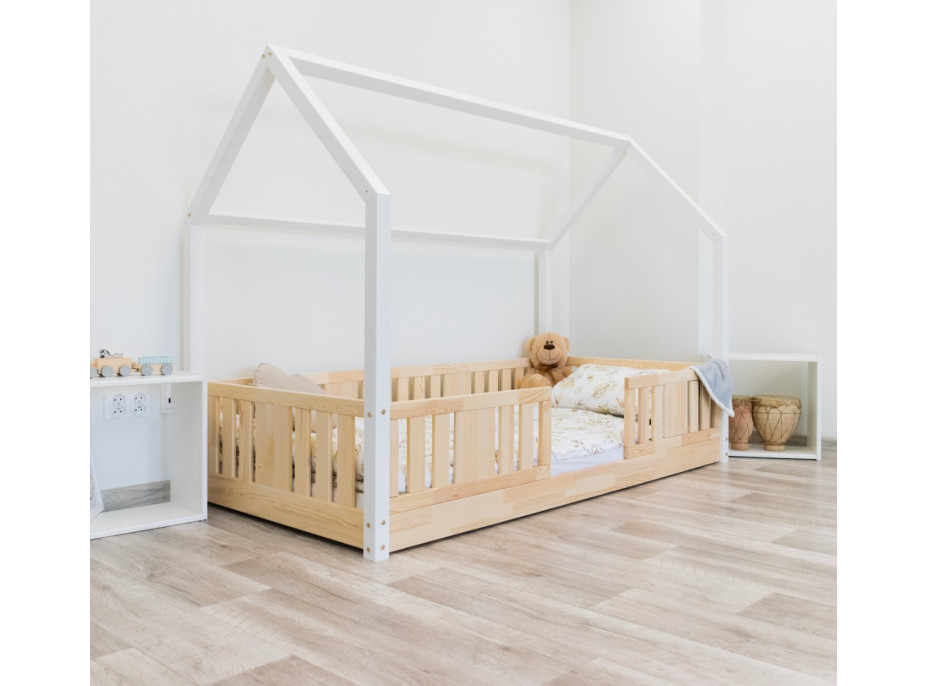 Detská domčeková Montessori posteľ z masívu borovice NIKO L - 190x90 cm