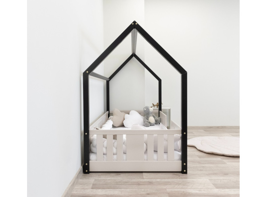 Detská domčeková Montessori posteľ z masívu borovice NIKO L - 200x90 cm