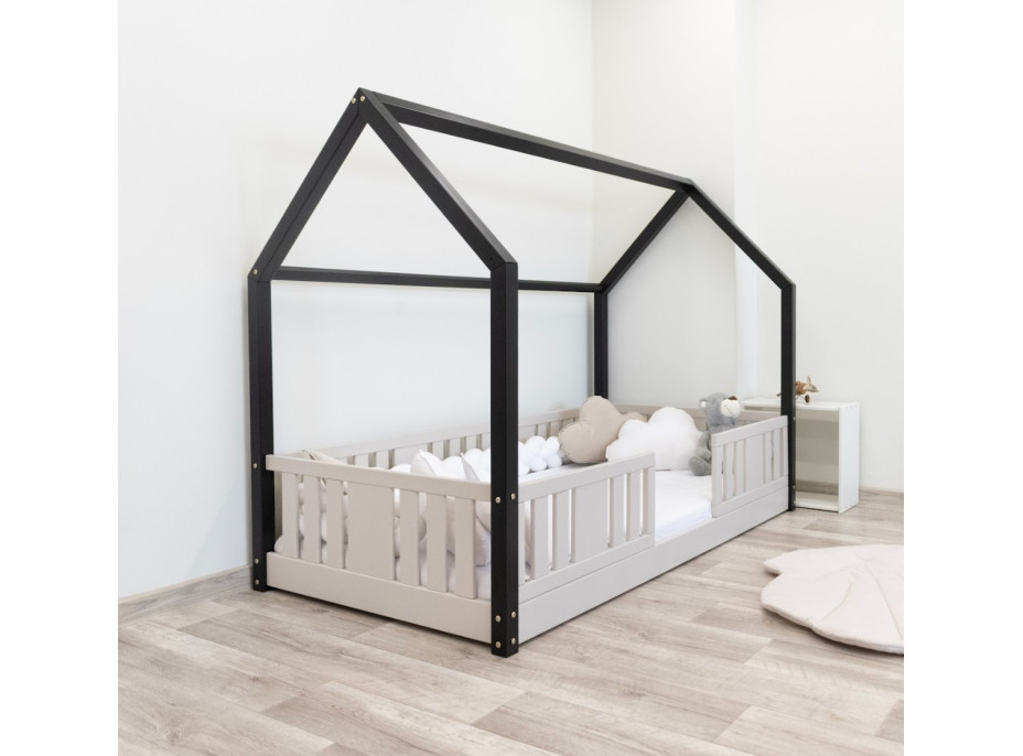 Detská domčeková Montessori posteľ z masívu borovice NIKO L - 180x80 cm