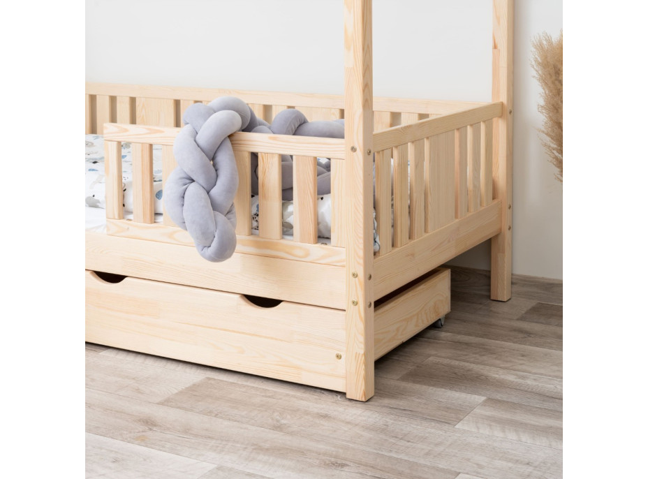 Detská domčeková posteľ z masívu borovice NIKO L 20 - 160x80 cm