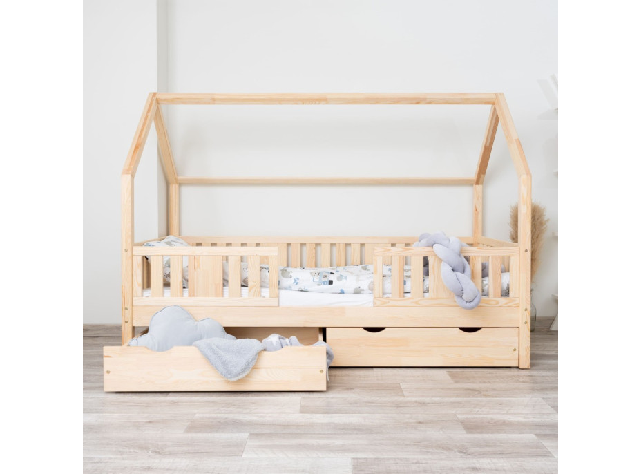 Detská domčeková posteľ z masívu borovice NIKO L 20 - 160x80 cm