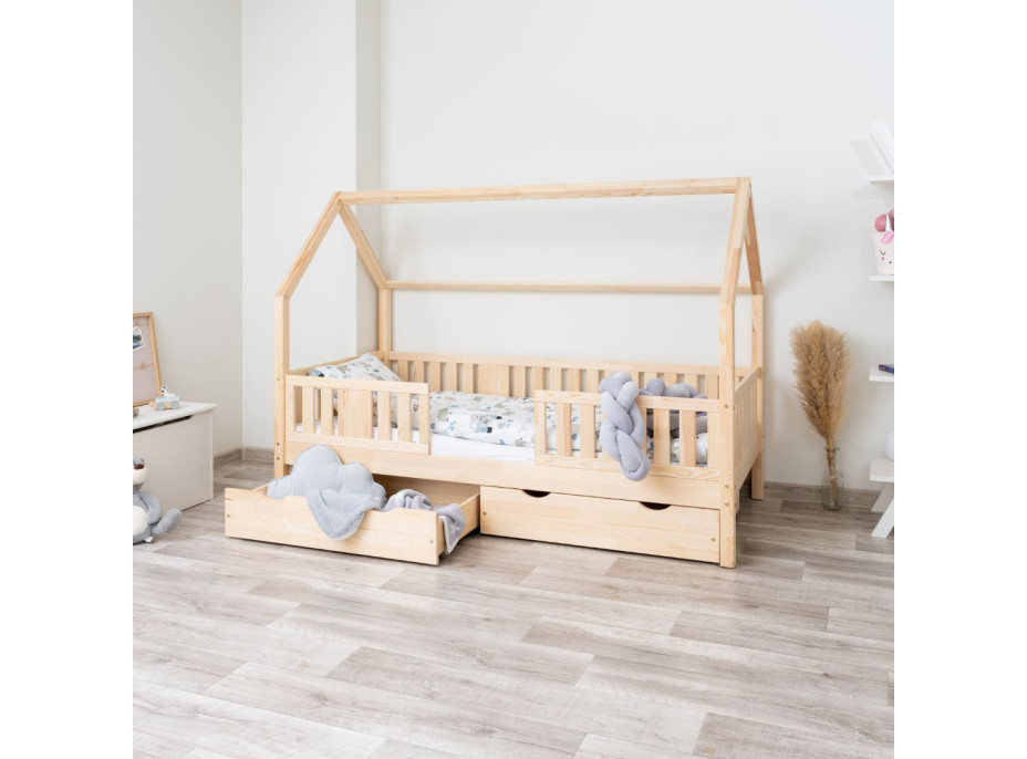 Detská domčeková posteľ z masívu borovice NIKO L 20 - 190x90 cm