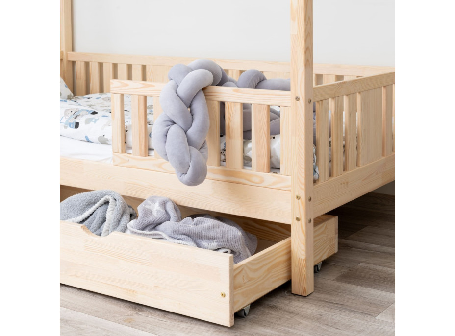 Detská domčeková posteľ z masívu borovice NIKO L 20 - 190x90 cm