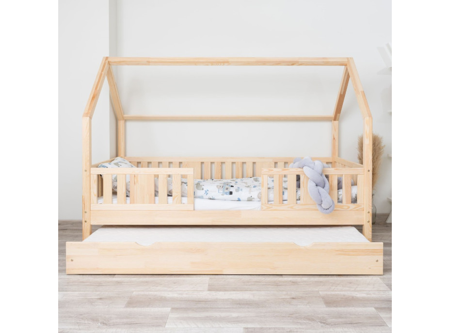 Detská domčeková posteľ z masívu borovice NIKO L 20 - 190x90 cm