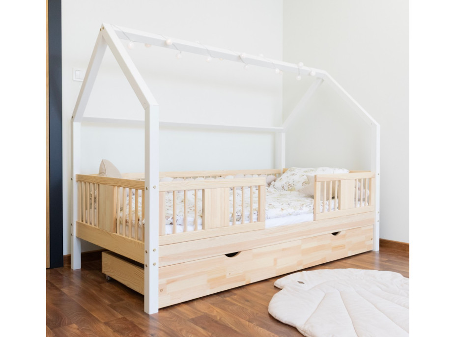 Detská domčeková posteľ z masívu borovice NIKO L 20 - 190x90 cm