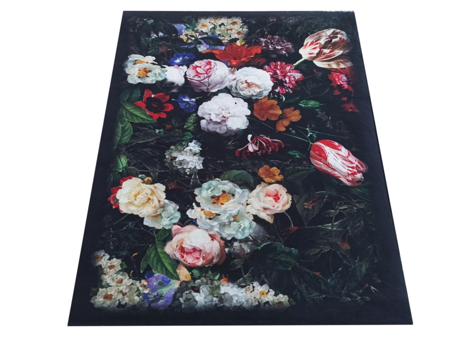 Kusový koberec HONOR Flowers - čierny