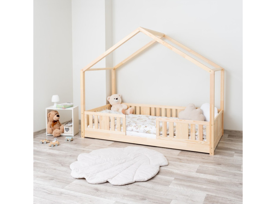 Detská domčeková Montessori posteľ z masívu borovice NIKO S - 190x90 cm