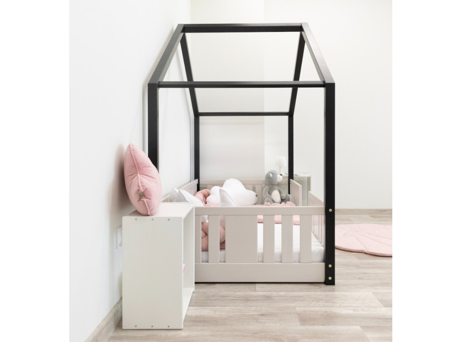 Detská domčeková Montessori posteľ z masívu borovice NIKO S - 180x80 cm