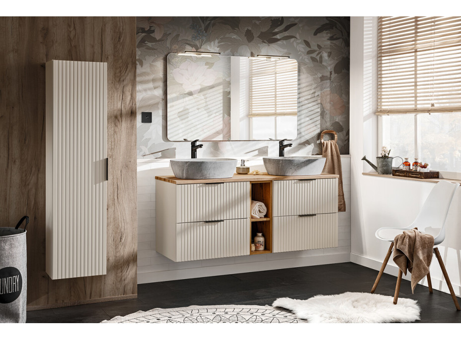 Kúpeľňová závesná skrinka ADÉLA - nízka spodná s košom na bielizeň - bez hornej dosky - kašmírová