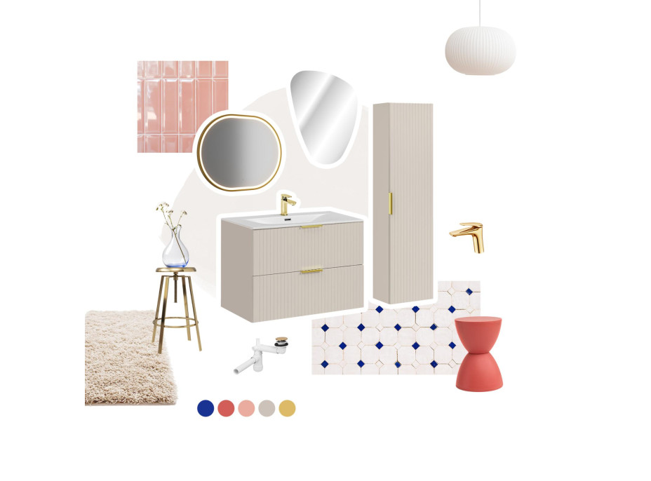 Kúpeľňová závesná skrinka ADÉLA - nízka spodná s košom na bielizeň - bez hornej dosky - kašmírová