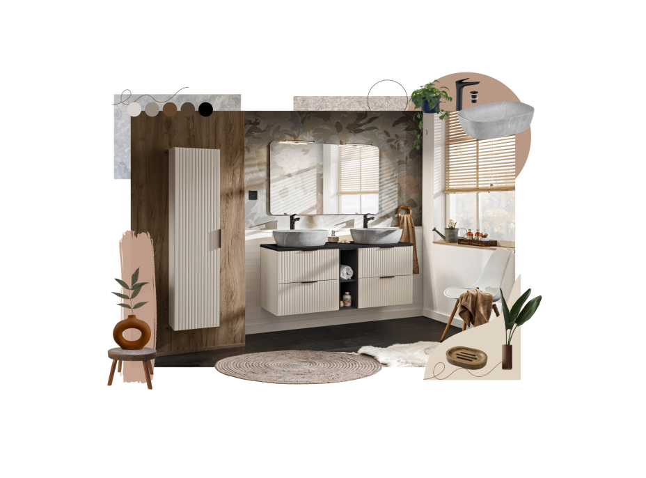 Kúpeľňová závesná skrinka pod umývadlo ADÉLA 40 cm - kašmírová