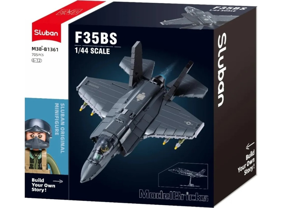 Sluban Model Bricks M38-B1361 Stíhacie lietadlo F-35BS v mierke 1:44
