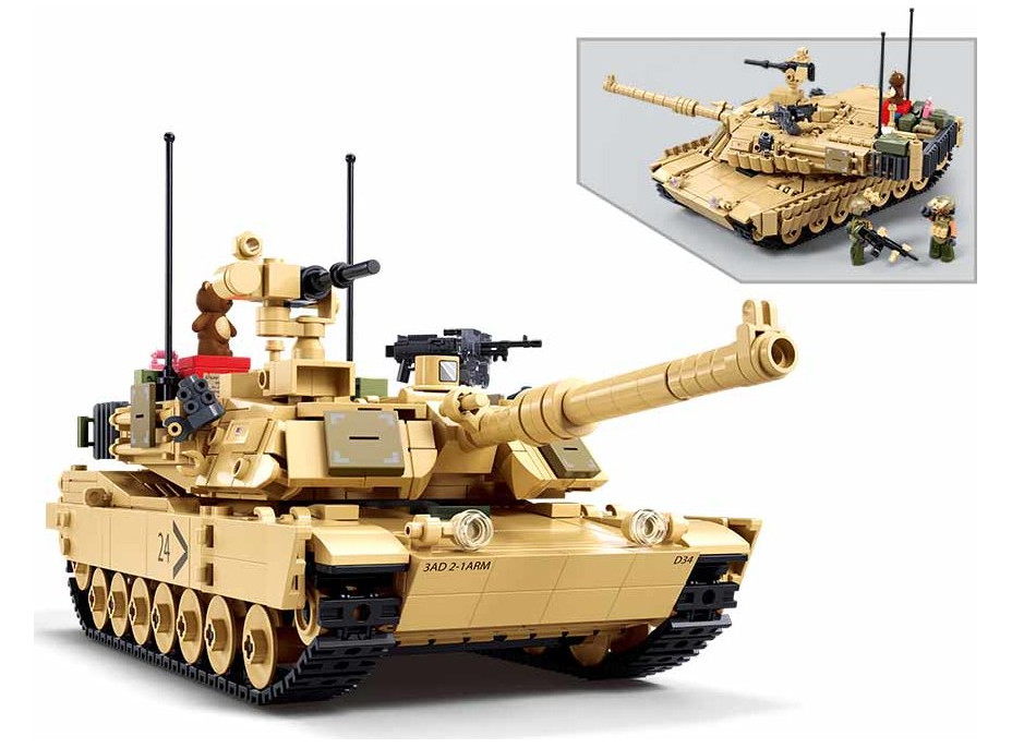 Sluban Model Bricks M38-B1365 Bojový tank M1A2 Abrams TUSK II 2v1