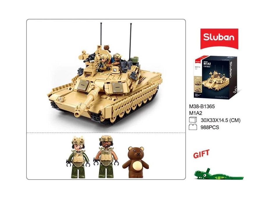 Sluban Model Bricks M38-B1365 Bojový tank M1A2 Abrams TUSK II 2v1
