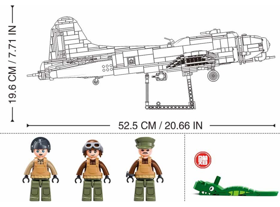 Sluban Model Bricks M38-B1367 Americký bombardér B-17G v mierke 1:44