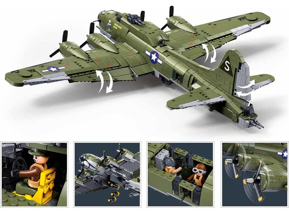 Sluban Model Bricks M38-B1367 Americký bombardér B-17G v mierke 1:44