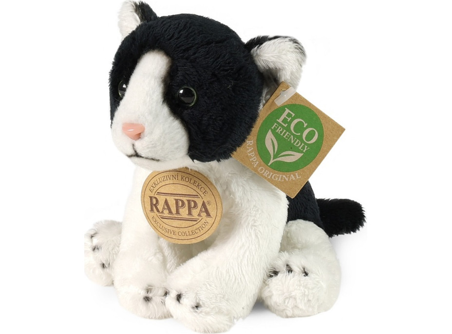Rappa Plyšová mačka sediaca čierno-biela 14 cm ECO-FRIENDLY