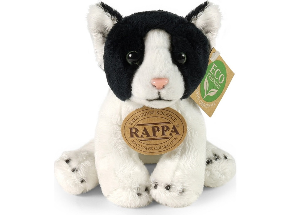 Rappa Plyšová mačka sediaca čierno-biela 14 cm ECO-FRIENDLY