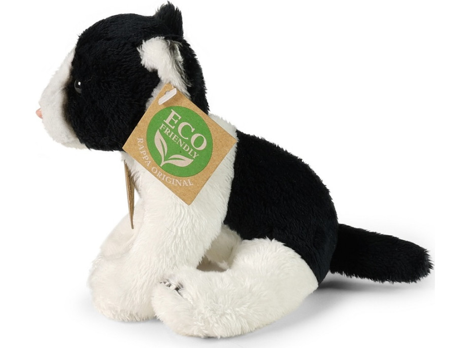 Rappa Plyšová mačka sediaca čierno-biela 14 cm ECO-FRIENDLY