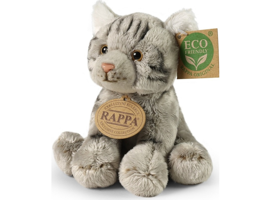 Rappa Plyšová mačka sediaca šedá 14 cm ECO-FRIENDLY