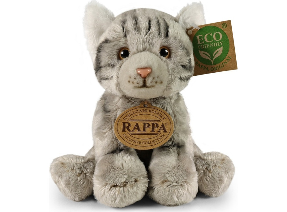 Rappa Plyšová mačka sediaca šedá 14 cm ECO-FRIENDLY