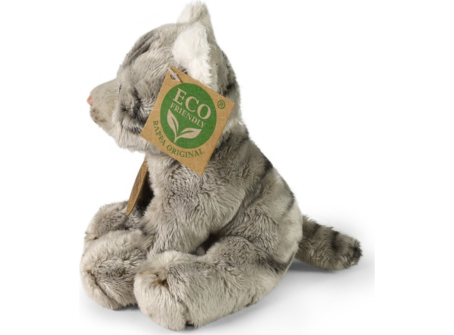 Rappa Plyšová mačka sediaca šedá 14 cm ECO-FRIENDLY