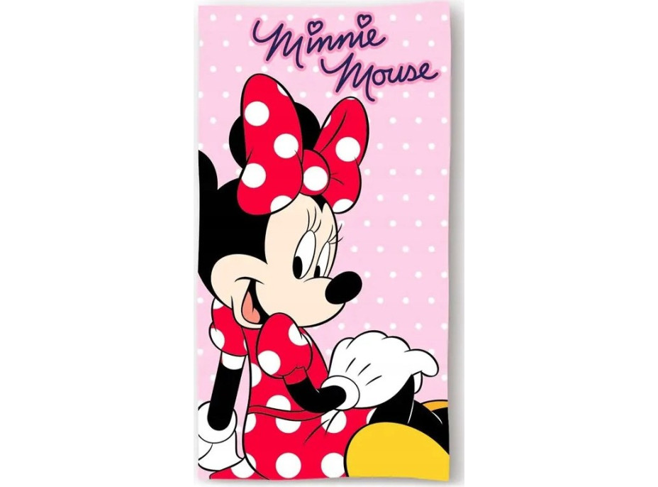 Bavlnená osuška Myška Minnie - ružová s bodkami - 70x140 cm