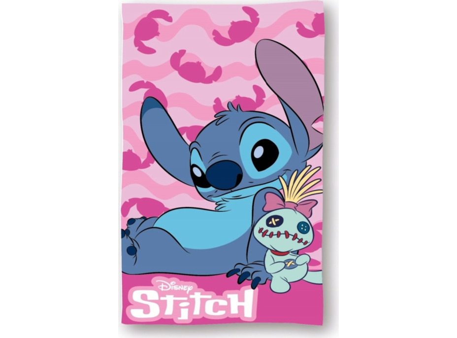 Bavlnená osuška Stitch a Scrump - ružová - 70x140 cm