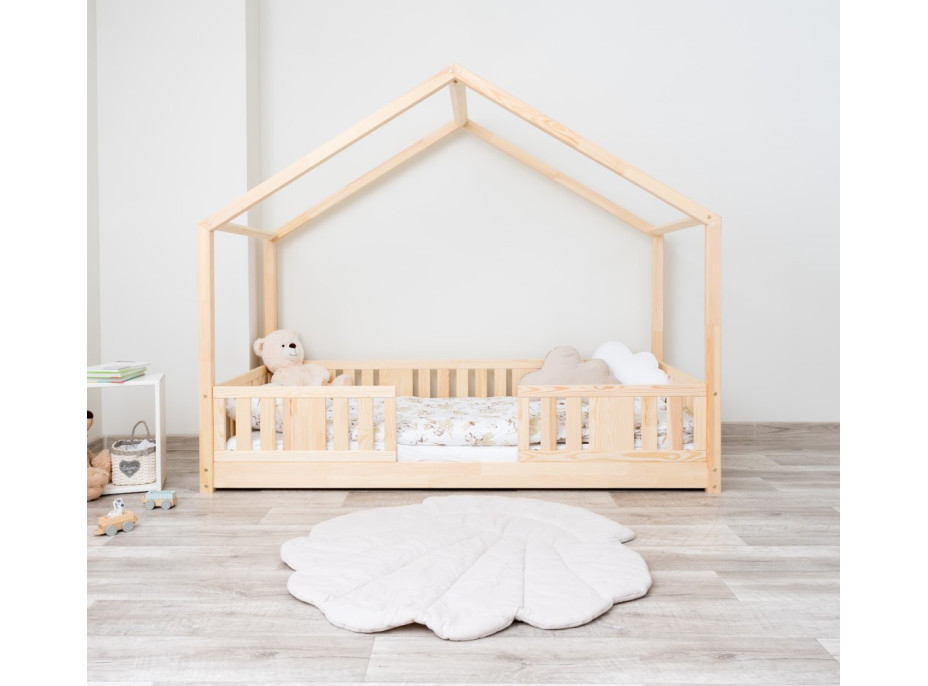 Detská domčeková Montessori posteľ z masívu borovice NIKO S - 200x90 cm