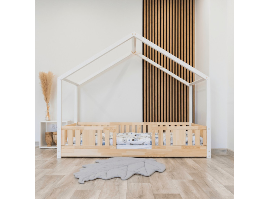 Detská domčeková Montessori posteľ z masívu borovice NIKO S - 200x90 cm