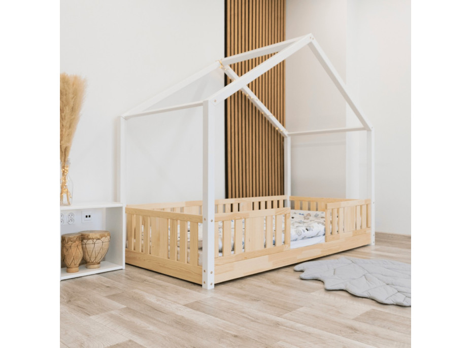 Detská domčeková Montessori posteľ z masívu borovice NIKO S - 200x90 cm
